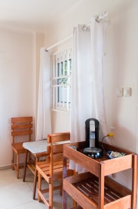 Breakfast corner with coffee pod machine